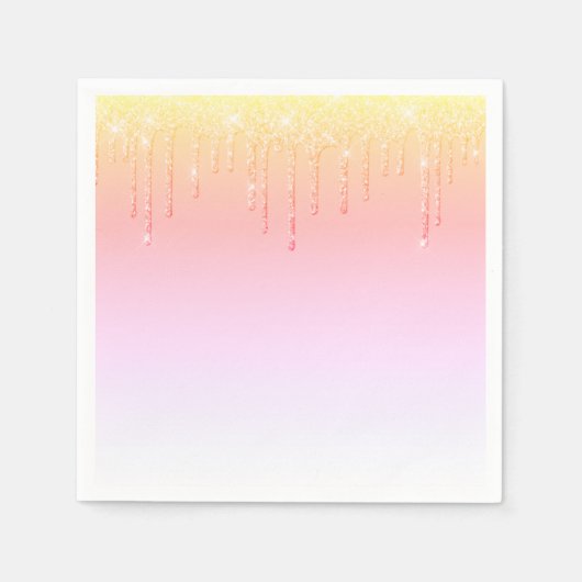 Serviette En Papier Ombré Glam Parties scintillant rose étincelle une (Devant)