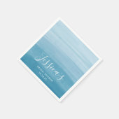 Serviette En Papier Ombre Gradient Dip Dye Ocean Blue Fête des mariées (Coin)