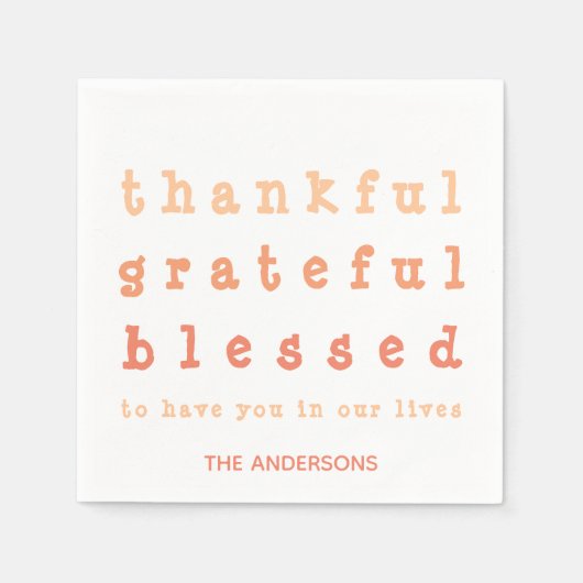 Serviette En Papier Ombre Merci Grateful Thanksgiving (Devant)