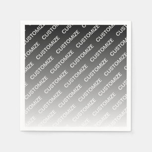 Serviette En Papier Ombre & motif de texte (couleur modifiable) Gris