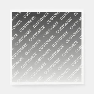 Serviette En Papier Ombre & motif de texte (couleur modifiable) Gris