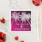 SERVIETTE EN PAPIER OMBRÉ ROSE PALMES TROPICALES (En situation)