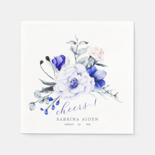 Serviette En Papier Ombre Royal Blue Ivory Floral Mariage