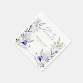 Serviette En Papier Ombre Royal Blue Ivory Floral Mariage (Coin)