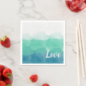 Serviette En Papier Ombre Turquoise Blue et Neo Mint Love (En situation)