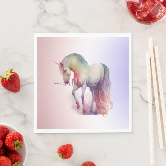 Serviette En Papier Ombre Unicorne magique violet (En situation)