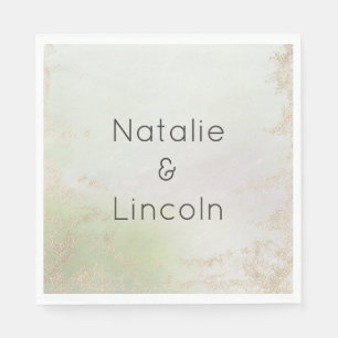 Serviette En Papier Ombre Vert de printemps Or Mariage Monogramme Dîne