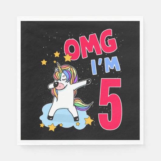 SERVIETTE EN PAPIER OMG J'AI 5 ANS (Devant)