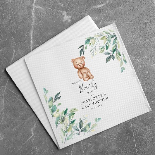 Serviette En Papier On attend le Baby shower des bois d'Eucalyptus