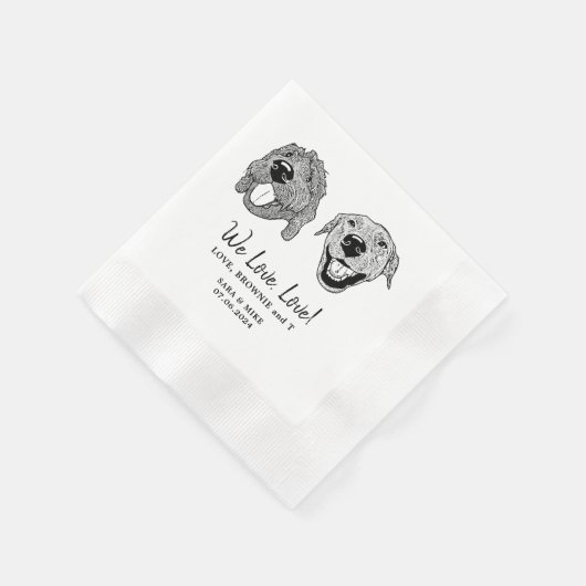 Serviette En Papier On Love, Love Custom Pet Mariage (Coin)