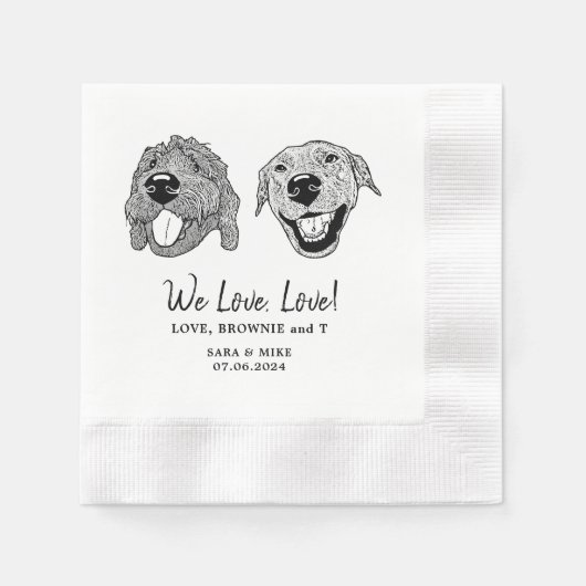 Serviette En Papier On Love, Love Custom Pet Mariage (Devant)