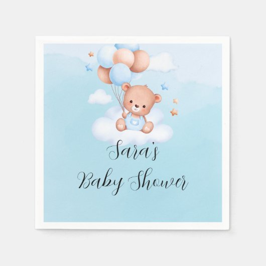 Serviette En Papier On peut attendre Baby shower Garçon serviettes (Devant)