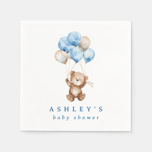 Serviette En Papier On peut attendre Blue Boy Bear Baby shower