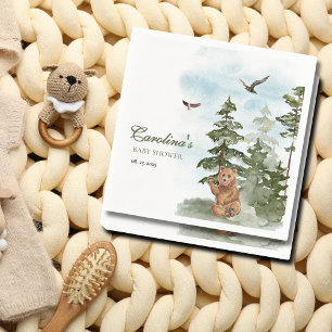 Serviette En Papier On peut attendre l'aquarelle Baby shower des bois