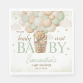 Serviette En Papier On peut attendre le Baby shower de l'ours vert (Devant)
