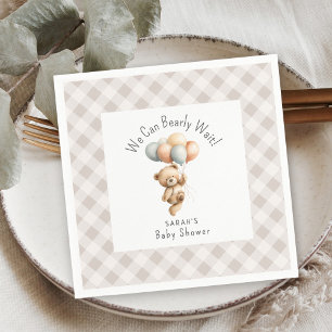 Serviette En Papier On Peut Attendre Mignonne Baby shower Garçon Ours