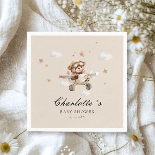 Serviette En Papier On peut attendre! Teddy Bear & Avion
