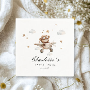 Serviette En Papier On peut attendre! Teddy Bear & Avion