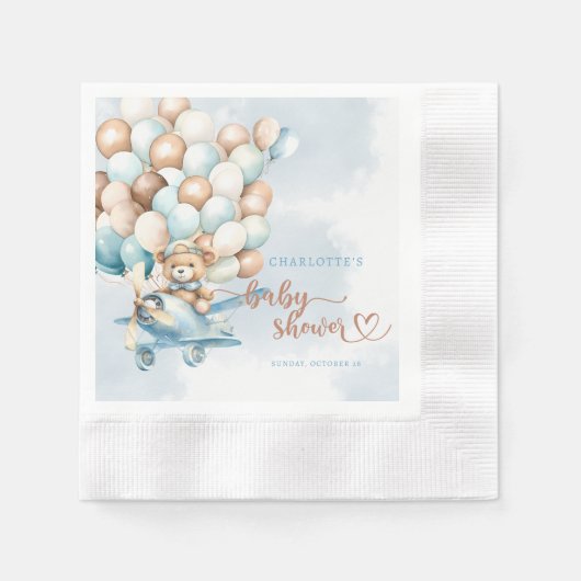 Serviette En Papier On Peut Attendre Teddy Bear Baby shower (Devant)