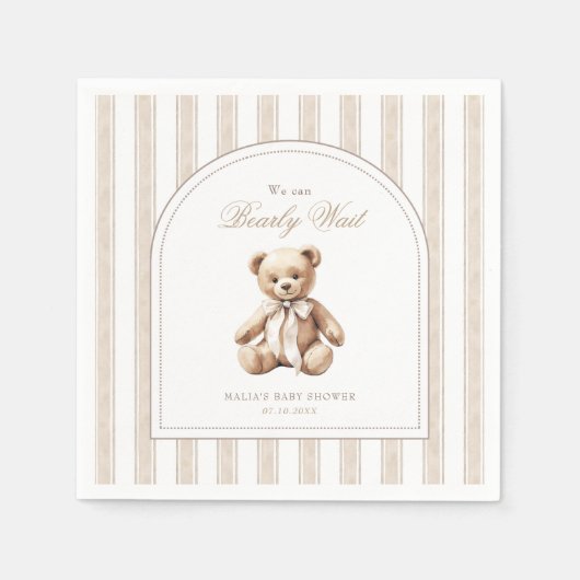 Serviette En Papier On peut attendre un Baby shower élégant (Devant)