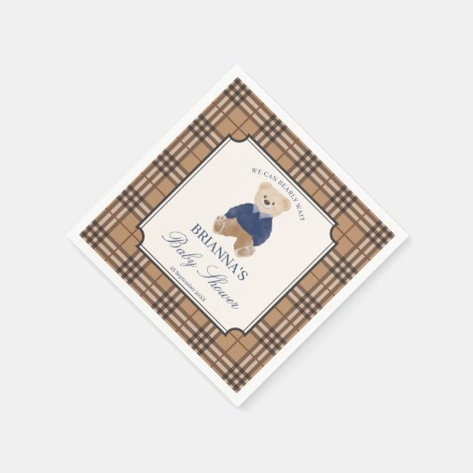 Serviette En Papier On peut attendre un baby shower plaid classique (Coin)