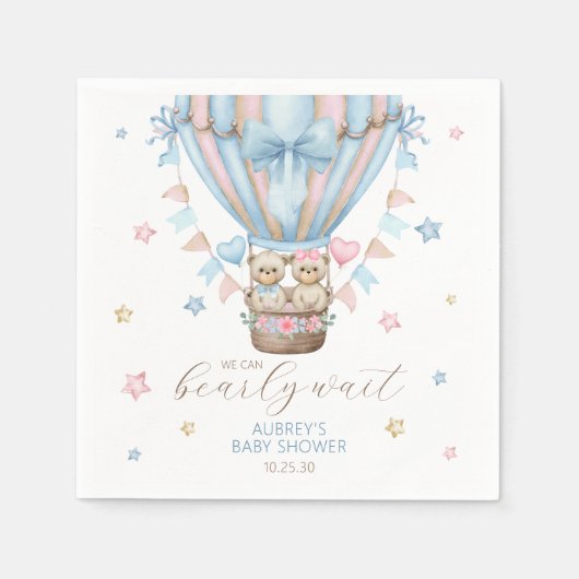 Serviette En Papier On peut attendre un garçon fille Baby shower jumea (Devant)