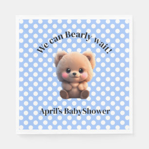 Serviette En Papier On peut Bearly Wait Baby shower peluche ours polka