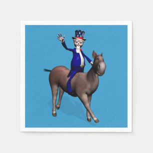 Serviette En Papier Oncle Sam Riding On Donkey