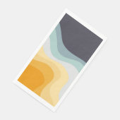 Serviette En Papier Ondes de style rétro bleu et jaune (Coin)