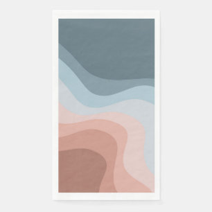 Serviette En Papier Ondes de style rétro bleu et rose