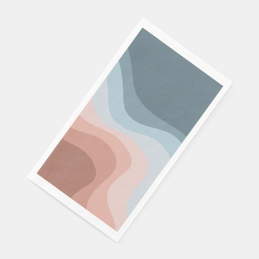 Serviette En Papier Ondes de style rétro bleu et rose (Coin)