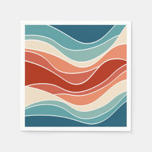 Serviette En Papier Ondes de style rétro multicolore
