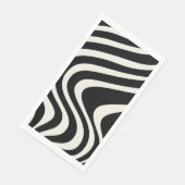 Serviette En Papier Ondes de style rétro noir et blanc (Coin)