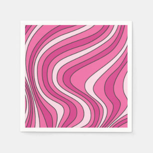 Serviette En Papier Ondes de style rétro rose