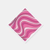 Serviette En Papier Ondes de style rétro rose (Coin)