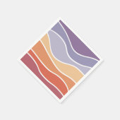 Serviette En Papier Ondes de style rétro violet et orange (Coin)