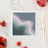 Serviette En Papier Ondes de style rétro violet et turquoise (En situation)