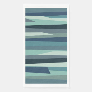 Serviette En Papier Ondes océaniques géométriques bleues