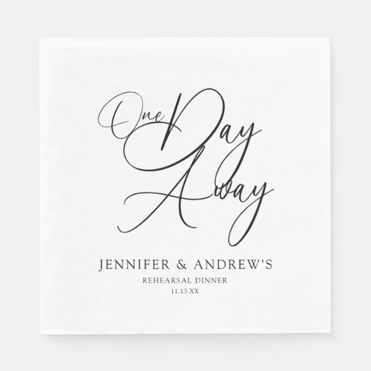 Serviette En Papier One Day Away Elegant Rehearsal Dinner Personalized (Devant)