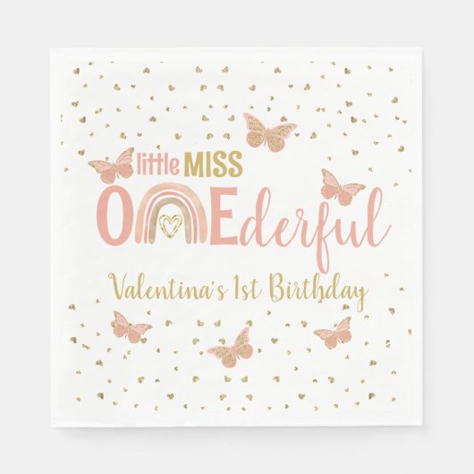 Serviette En Papier ONE derful First Birthday Faux Parties scintillant (Devant)