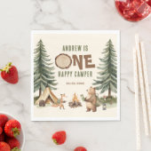 Serviette En Papier One Happy Camper 1st Birthday Napkins (En situation)