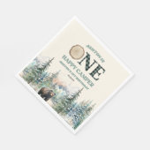 Serviette En Papier ONE Happy Camper Bear 1er anniversaire fête (Coin)