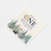 Serviette En Papier ONE Happy Camper Bear Bleu 1er anniversaire fête (Coin)