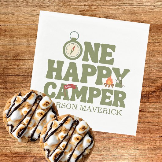 Serviette En Papier One Happy Camper Boys Birthday 
