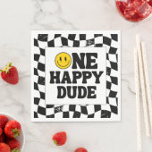 Serviette En Papier One Happy Dude Boy's Retro 1st Birthday (En situation)
