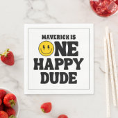 Serviette En Papier One Happy Dude Boy's Retro 1st Birthday  (En situation)