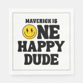 Serviette En Papier One Happy Dude Boy's Retro 1st Birthday  (Devant)