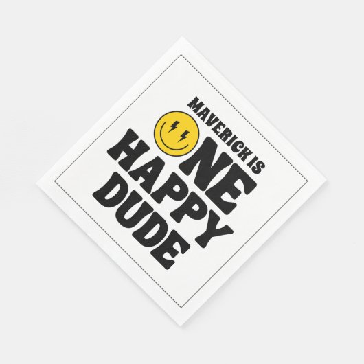 Serviette En Papier One Happy Dude Boy's Retro 1st Birthday  (Coin)