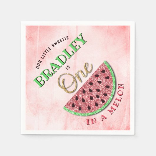 Serviette En Papier One In A Melon 1er Anniversaire (Devant)