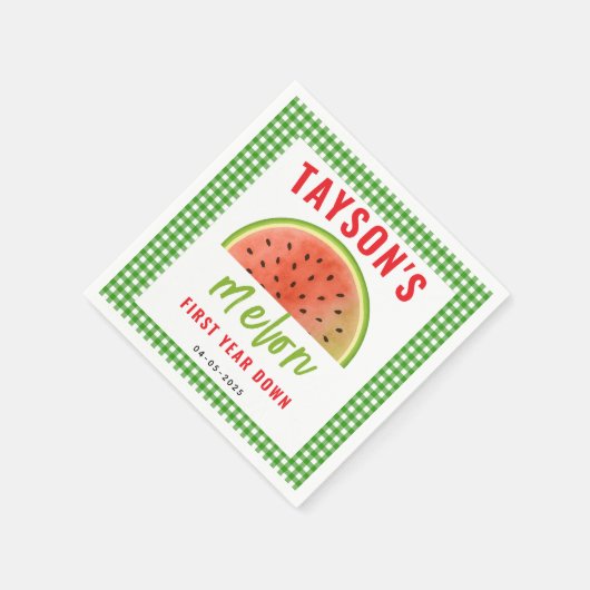 Serviette En Papier One in a Melon 1st Birthday – Cute Watermelon (Coin)